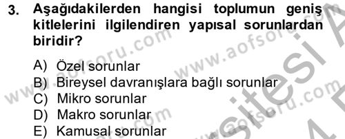 Sosyal Sorunlar Dersi 2013 - 2014 Yılı (Vize) Ara Sınav Soruları 3. Soru