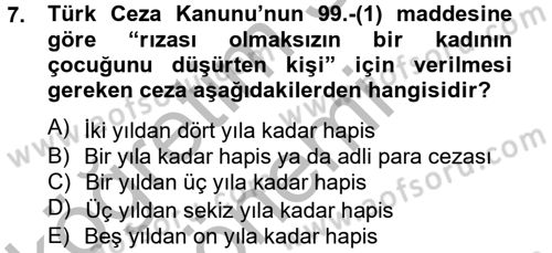 Sosyal Sorunlar Dersi 2013 - 2014 Yılı (Vize) Ara Sınav Soruları 7. Soru