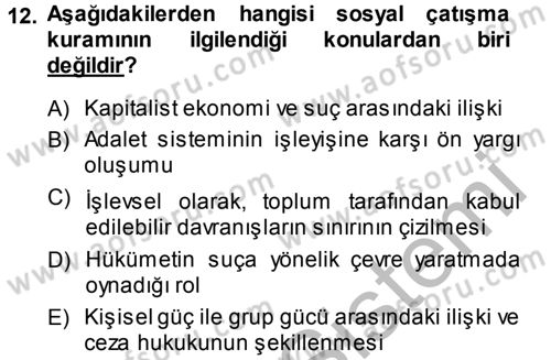 Sosyal Sorunlar Dersi 2013 - 2014 Yılı (Final) Dönem Sonu Sınav Soruları 12. Soru