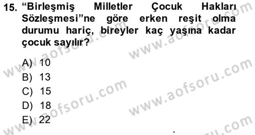 Sosyal Sorunlar Dersi 2013 - 2014 Yılı (Final) Dönem Sonu Sınav Soruları 15. Soru