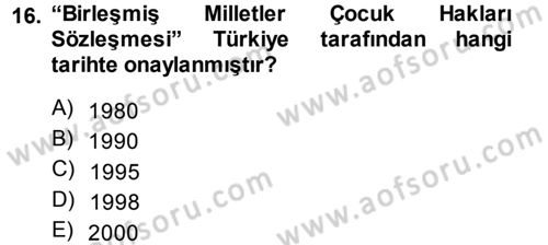 Sosyal Sorunlar Dersi 2013 - 2014 Yılı (Final) Dönem Sonu Sınav Soruları 16. Soru