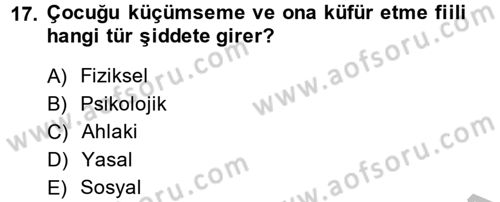 Sosyal Sorunlar Dersi 2013 - 2014 Yılı (Final) Dönem Sonu Sınav Soruları 17. Soru