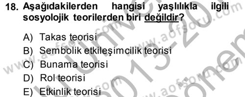 Sosyal Sorunlar Dersi 2013 - 2014 Yılı (Final) Dönem Sonu Sınav Soruları 18. Soru