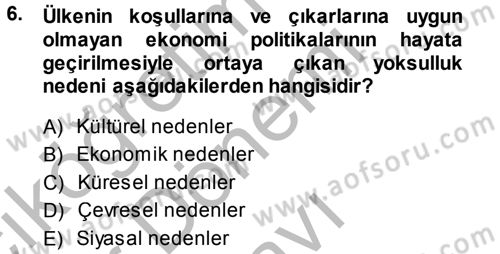 Sosyal Sorunlar Dersi 2013 - 2014 Yılı (Final) Dönem Sonu Sınav Soruları 6. Soru