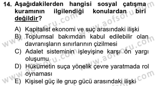 Sosyal Sorunlar Dersi 2013 - 2014 Yılı Tek Ders Sınav Soruları 14. Soru