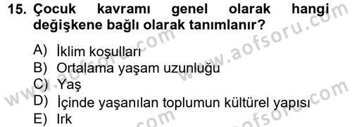 Sosyal Sorunlar Dersi 2013 - 2014 Yılı Tek Ders Sınav Soruları 15. Soru
