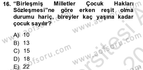 Sosyal Sorunlar Dersi 2013 - 2014 Yılı Tek Ders Sınav Soruları 16. Soru