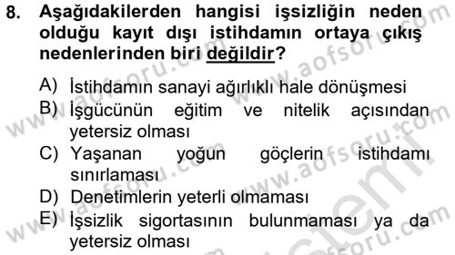 Sosyal Sorunlar Dersi 2013 - 2014 Yılı Tek Ders Sınav Soruları 8. Soru