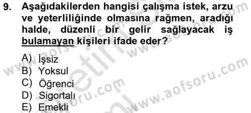 Sosyal Sorunlar Dersi 2013 - 2014 Yılı Tek Ders Sınav Soruları 9. Soru