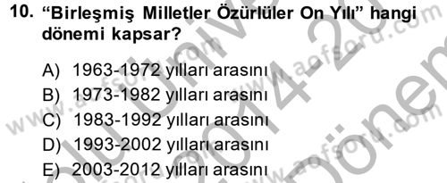 Sosyal Sorunlar Dersi 2014 - 2015 Yılı (Final) Dönem Sonu Sınav Soruları 10. Soru