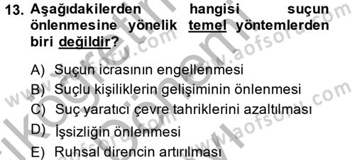 Sosyal Sorunlar Dersi 2014 - 2015 Yılı (Final) Dönem Sonu Sınav Soruları 13. Soru