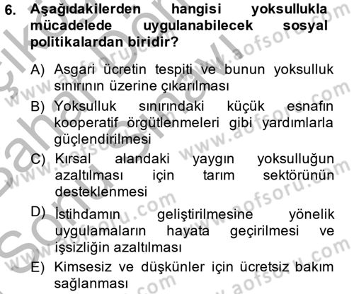 Sosyal Sorunlar Dersi 2014 - 2015 Yılı (Final) Dönem Sonu Sınav Soruları 6. Soru