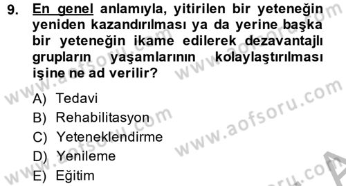 Sosyal Sorunlar Dersi 2014 - 2015 Yılı (Final) Dönem Sonu Sınav Soruları 9. Soru