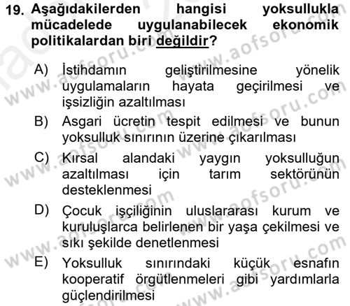 Sosyal Sorunlar Dersi 2015 - 2016 Yılı (Vize) Ara Sınavı 19. Soru