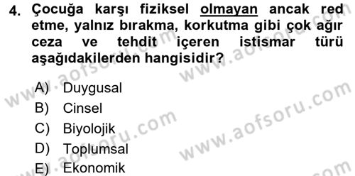 Sosyal Sorunlar Dersi 2015 - 2016 Yılı (Vize) Ara Sınavı 4. Soru