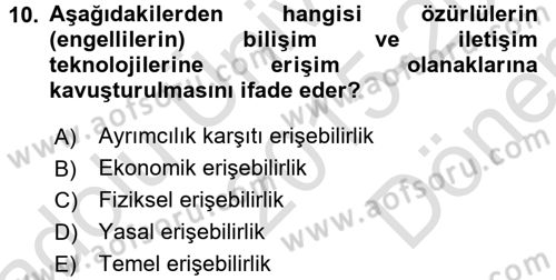 Sosyal Sorunlar Dersi 2015 - 2016 Yılı (Final) Dönem Sonu Sınav Soruları 10. Soru
