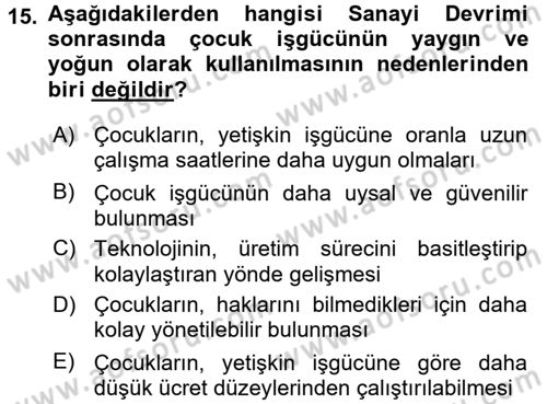 Sosyal Sorunlar Dersi 2015 - 2016 Yılı (Final) Dönem Sonu Sınav Soruları 15. Soru