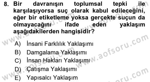 Sosyal Sorunlar Dersi 2015 - 2016 Yılı (Final) Dönem Sonu Sınav Soruları 8. Soru
