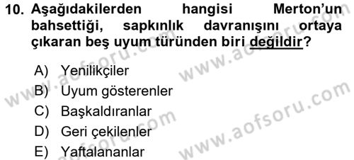 Sosyal Sorunlar Dersi 2015 - 2016 Yılı Tek Ders Sınav Soruları 10. Soru