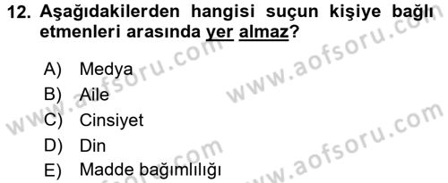 Sosyal Sorunlar Dersi 2015 - 2016 Yılı Tek Ders Sınav Soruları 12. Soru