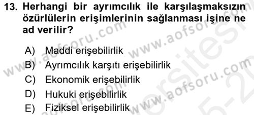 Sosyal Sorunlar Dersi 2015 - 2016 Yılı Tek Ders Sınav Soruları 13. Soru