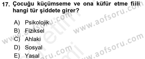 Sosyal Sorunlar Dersi 2015 - 2016 Yılı Tek Ders Sınav Soruları 17. Soru