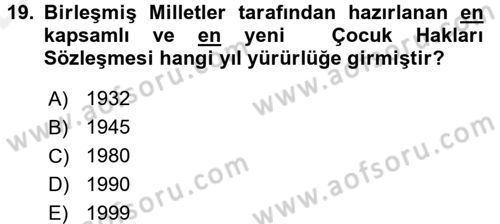 Sosyal Sorunlar Dersi 2015 - 2016 Yılı Tek Ders Sınav Soruları 19. Soru