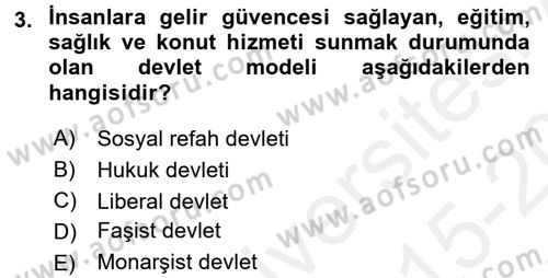 Sosyal Sorunlar Dersi 2015 - 2016 Yılı Tek Ders Sınav Soruları 3. Soru