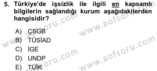Sosyal Sorunlar Dersi 2015 - 2016 Yılı Tek Ders Sınav Soruları 5. Soru
