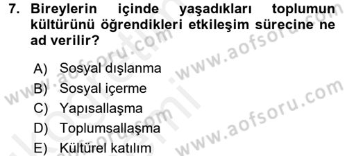 Sosyal Sorunlar Dersi 2015 - 2016 Yılı Tek Ders Sınav Soruları 7. Soru