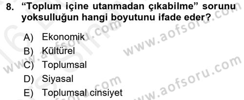 Sosyal Sorunlar Dersi 2015 - 2016 Yılı Tek Ders Sınav Soruları 8. Soru