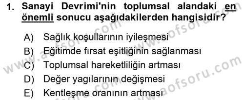 Sosyal Sorunlar Dersi 2016 - 2017 Yılı (Vize) Ara Sınav Soruları 1. Soru