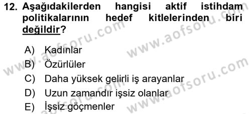 Sosyal Sorunlar Dersi 2016 - 2017 Yılı (Vize) Ara Sınav Soruları 12. Soru