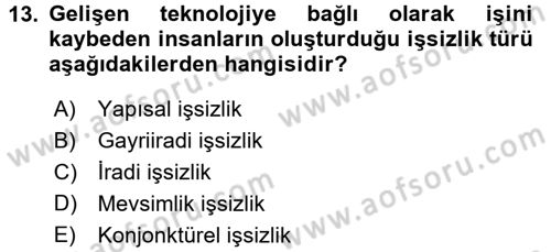 Sosyal Sorunlar Dersi 2016 - 2017 Yılı (Vize) Ara Sınav Soruları 13. Soru