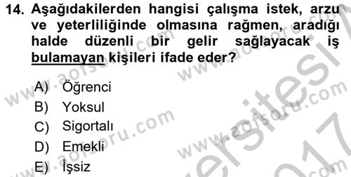 Sosyal Sorunlar Dersi 2016 - 2017 Yılı (Vize) Ara Sınav Soruları 14. Soru