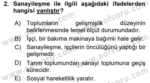 Sosyal Sorunlar Dersi 2016 - 2017 Yılı (Vize) Ara Sınav Soruları 2. Soru