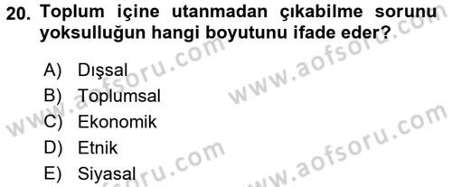 Sosyal Sorunlar Dersi 2016 - 2017 Yılı (Vize) Ara Sınav Soruları 20. Soru