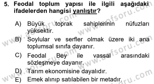Sosyal Sorunlar Dersi 2016 - 2017 Yılı (Vize) Ara Sınav Soruları 5. Soru