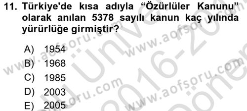 Sosyal Sorunlar Dersi 2016 - 2017 Yılı (Final) Dönem Sonu Sınav Soruları 11. Soru