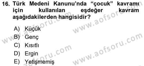 Sosyal Sorunlar Dersi 2016 - 2017 Yılı (Final) Dönem Sonu Sınav Soruları 16. Soru