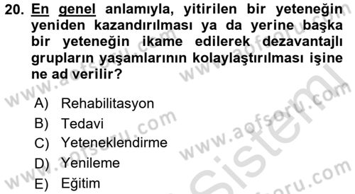 Sosyal Sorunlar Dersi 2016 - 2017 Yılı (Final) Dönem Sonu Sınav Soruları 20. Soru