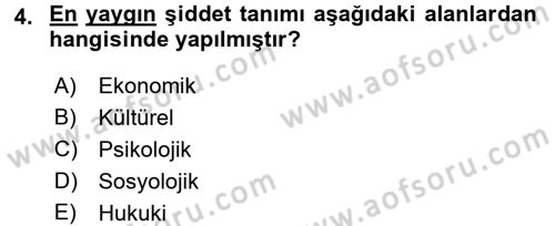 Sosyal Sorunlar Dersi 2016 - 2017 Yılı (Final) Dönem Sonu Sınav Soruları 4. Soru
