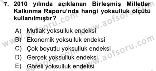 Sosyal Sorunlar Dersi 2016 - 2017 Yılı (Final) Dönem Sonu Sınav Soruları 7. Soru
