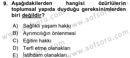 Sosyal Sorunlar Dersi 2016 - 2017 Yılı (Final) Dönem Sonu Sınav Soruları 9. Soru