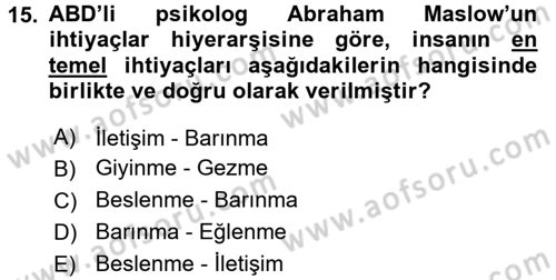 Sosyal Sorunlar Dersi 2017 - 2018 Yılı 3 Ders Sınav Soruları 15. Soru