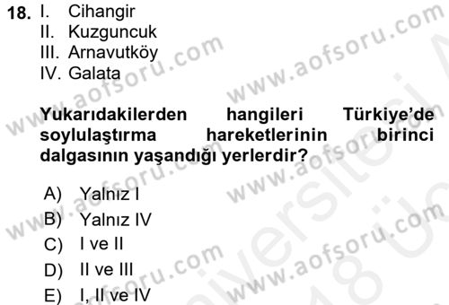 Sosyal Sorunlar Dersi 2017 - 2018 Yılı 3 Ders Sınav Soruları 18. Soru