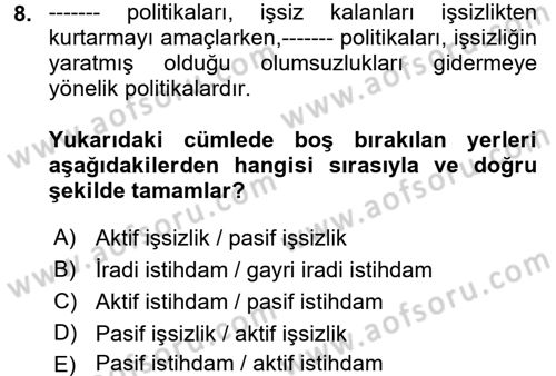 Sosyal Sorunlar Dersi 2017 - 2018 Yılı 3 Ders Sınav Soruları 8. Soru