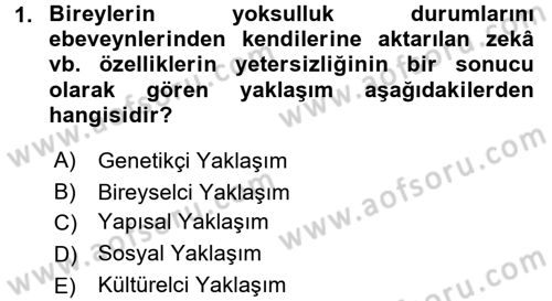 Sosyal Sorunlar Dersi 2017 - 2018 Yılı (Final) Dönem Sonu Sınav Soruları 1. Soru
