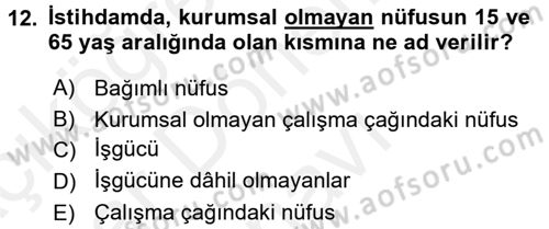 Sosyal Sorunlar Dersi 2017 - 2018 Yılı (Final) Dönem Sonu Sınav Soruları 12. Soru