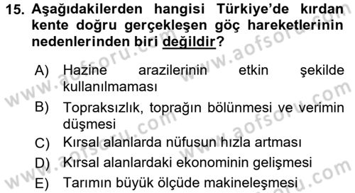 Sosyal Sorunlar Dersi 2017 - 2018 Yılı (Final) Dönem Sonu Sınav Soruları 15. Soru
